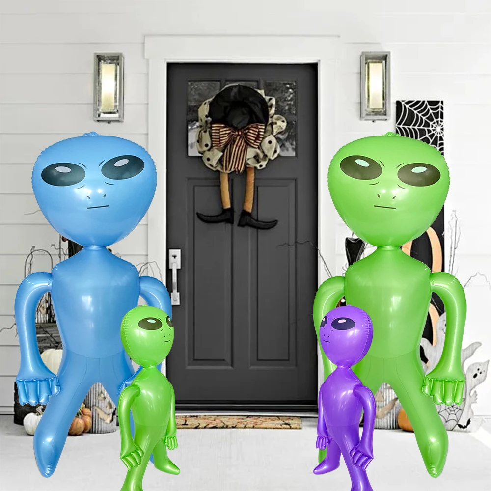 1 peça brinquedo alienígena inflável disponível em dois tamanhos de 33 polegadas e 63 polegadas adequado para presentes de festa de Halloween com tema alienígena