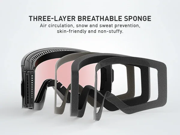KAPVOE Photochrome Skibrille für den Außenbereich, Winter-Schneesport für Unisex-Schneebrille, UV400, beschlagfrei, magnetische Snowboardbrille – Detail 6