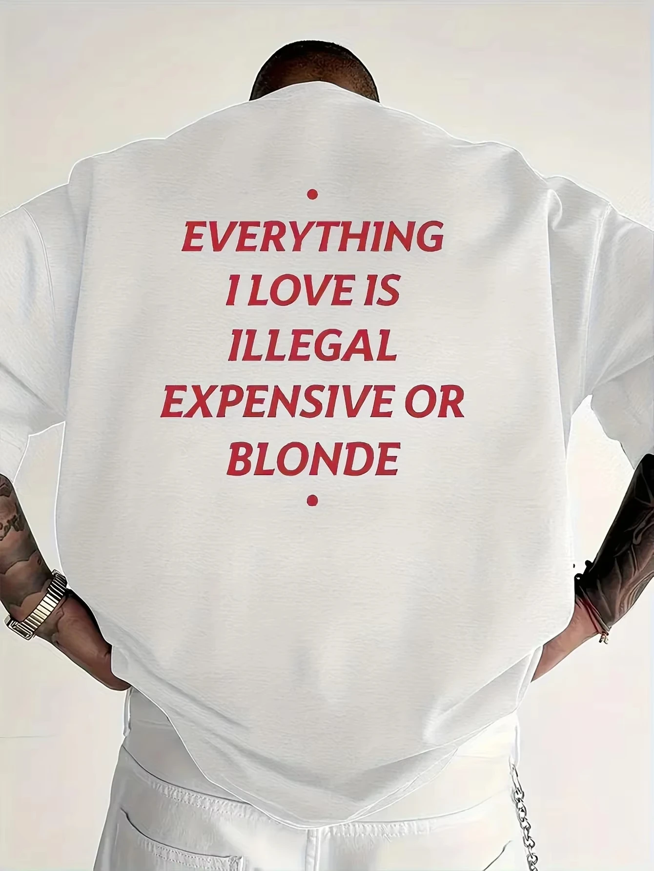 2026 New Funny Everything I Love Is Illegal Men Breathable Print Short Sleeve Streetwear Men's T Shirt Top