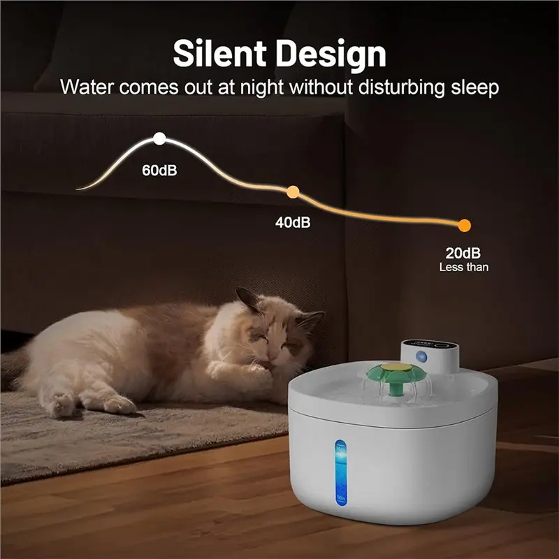 AT43-Pet Water Dispenser Rechargeable Cat Water Fountain,91OZ/2.6L Drinking Fountains For Cats And Dogs view 3