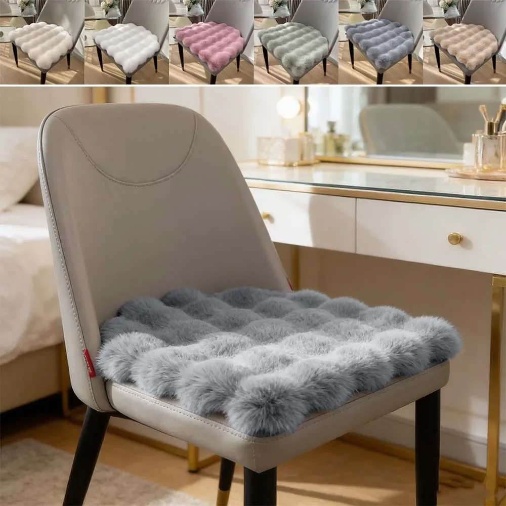 Plush Office Chair Seat Cushion Horseshoe Shaped Winter Faux Fur Cozy Seat Mat for Diningroom Student Stools Pads 자동차 방석 Hogar