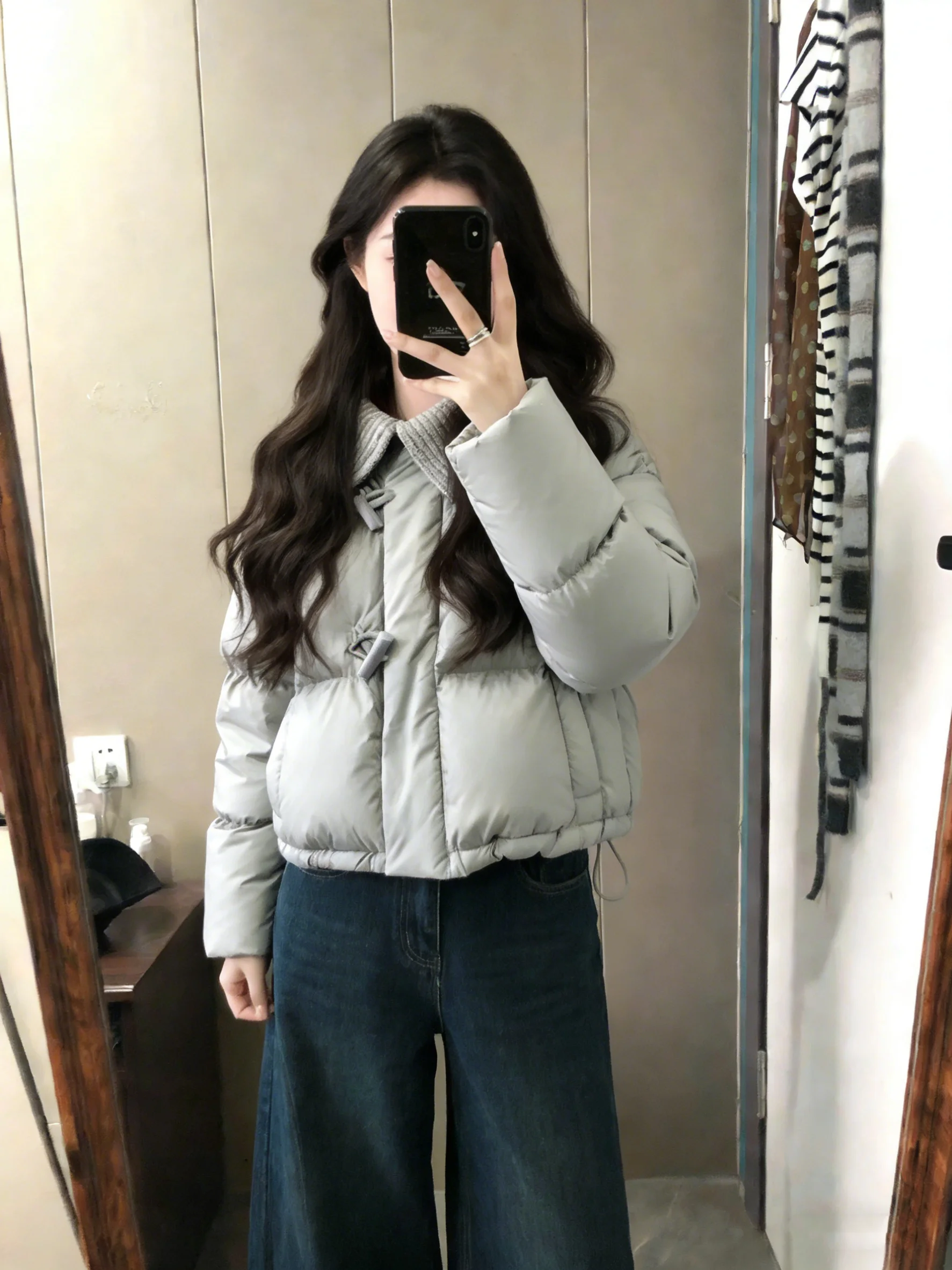 

Korean Sle ort Knitted Nylon Jaet Women's Thiened Cotton down Coat Flip Collar Faionable Autumn Winter New Arrival