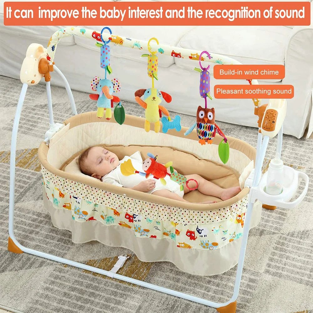 Baby Zachte Hangende Rammelaar Crinkle Piepend Speelgoed Dierenring Pluche Wandelwagen Baby Auto Bed Wieg Reisactiviteit Hangende Windgong