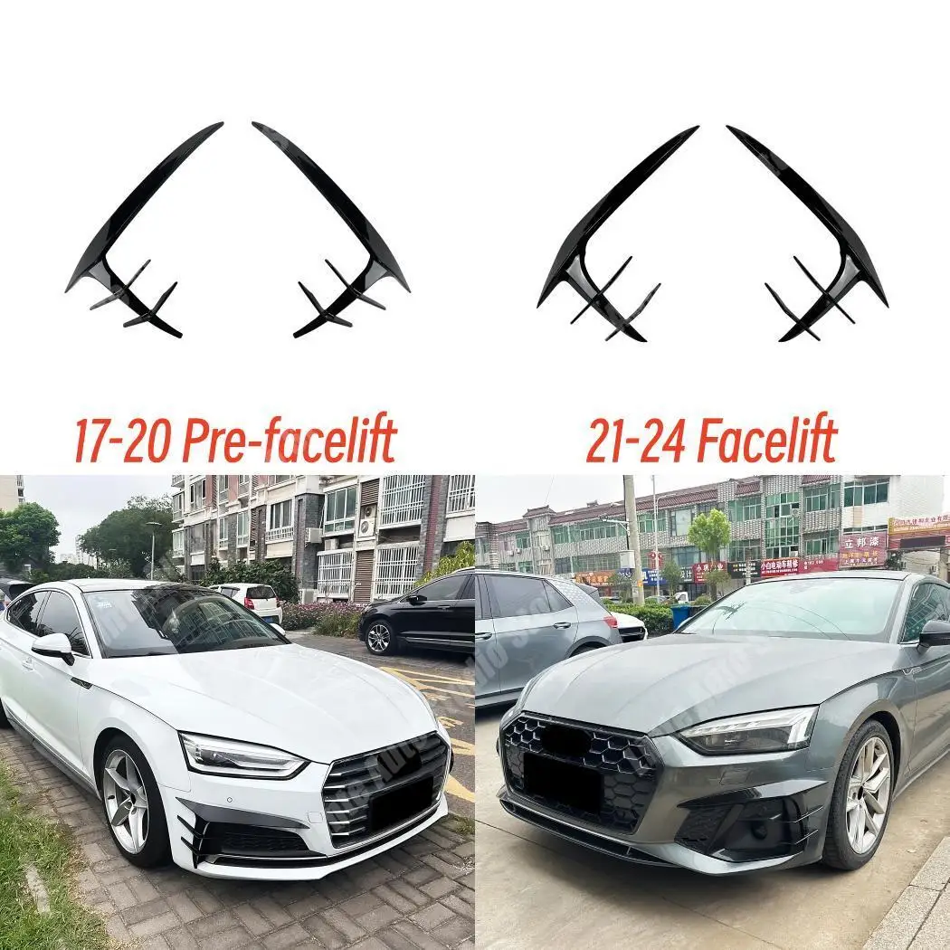 

Для Audi A5 S5 F5 Sline Pre-facelift 2017-2020/F5.5 Sline Facelift 2021-2024 передний бампер, разделитель губ, накладка противотуманной фары