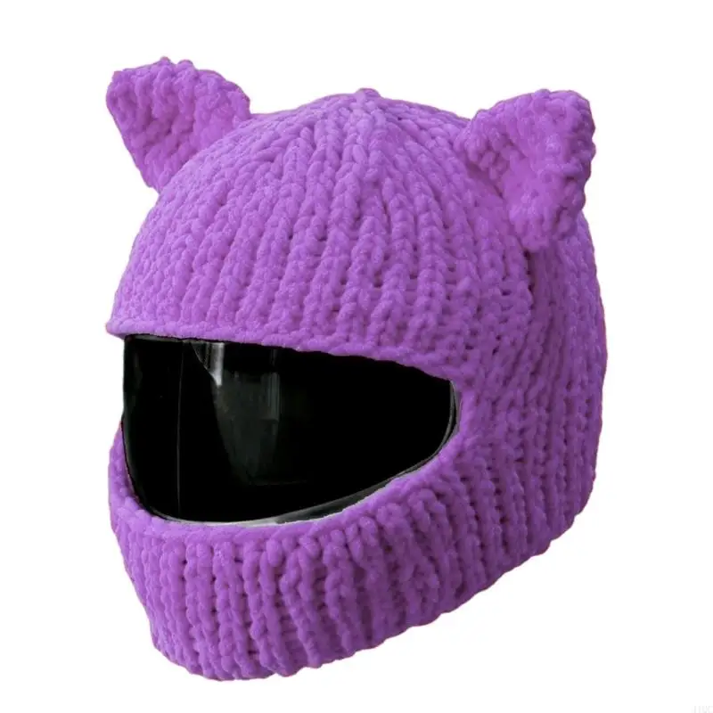 Funny Animal Helmet Cover With Cats Ear For Bikers Unisex Stretchy Acrylic Helmet Protector for Dust Scratches Prevent 
