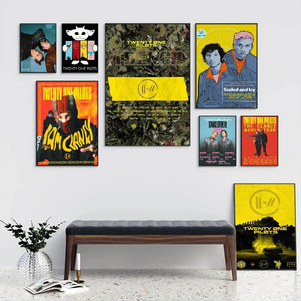 Twenty One Pilot Band Anime Posters Sticky HD Quality Wall Art Retro Posters for Home Room Wall Decor