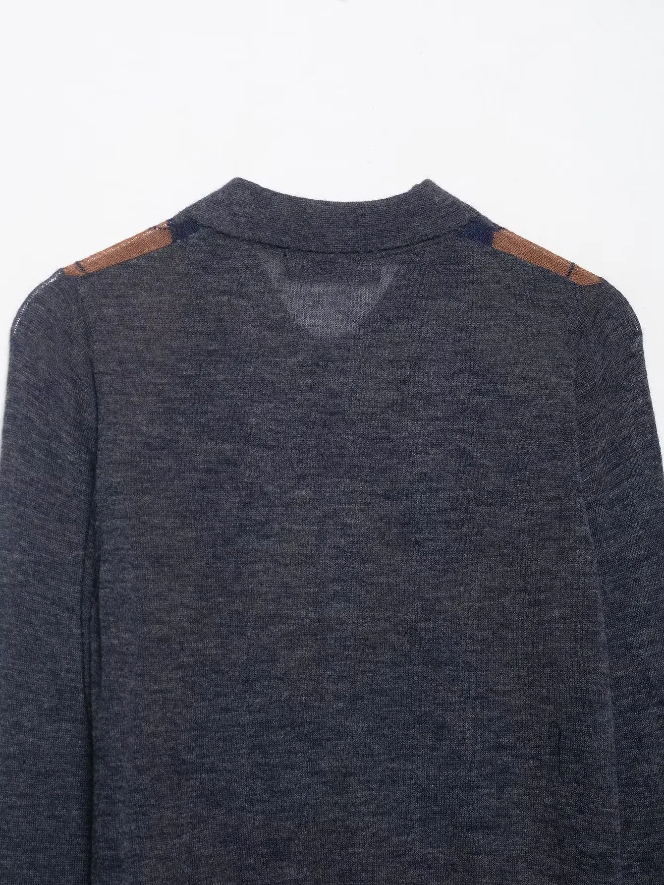 2025 Nueva llegada: suéter de punto con cuello tipo polo con estampado de diamantes para mujer para otoño/invierno, esencial informal, versátil y de moda