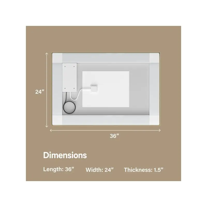24x36 Gold Tempered Mirror Dual LED Light Strips Front Back Lighting, No Weekend Shipping, USPS FedEx