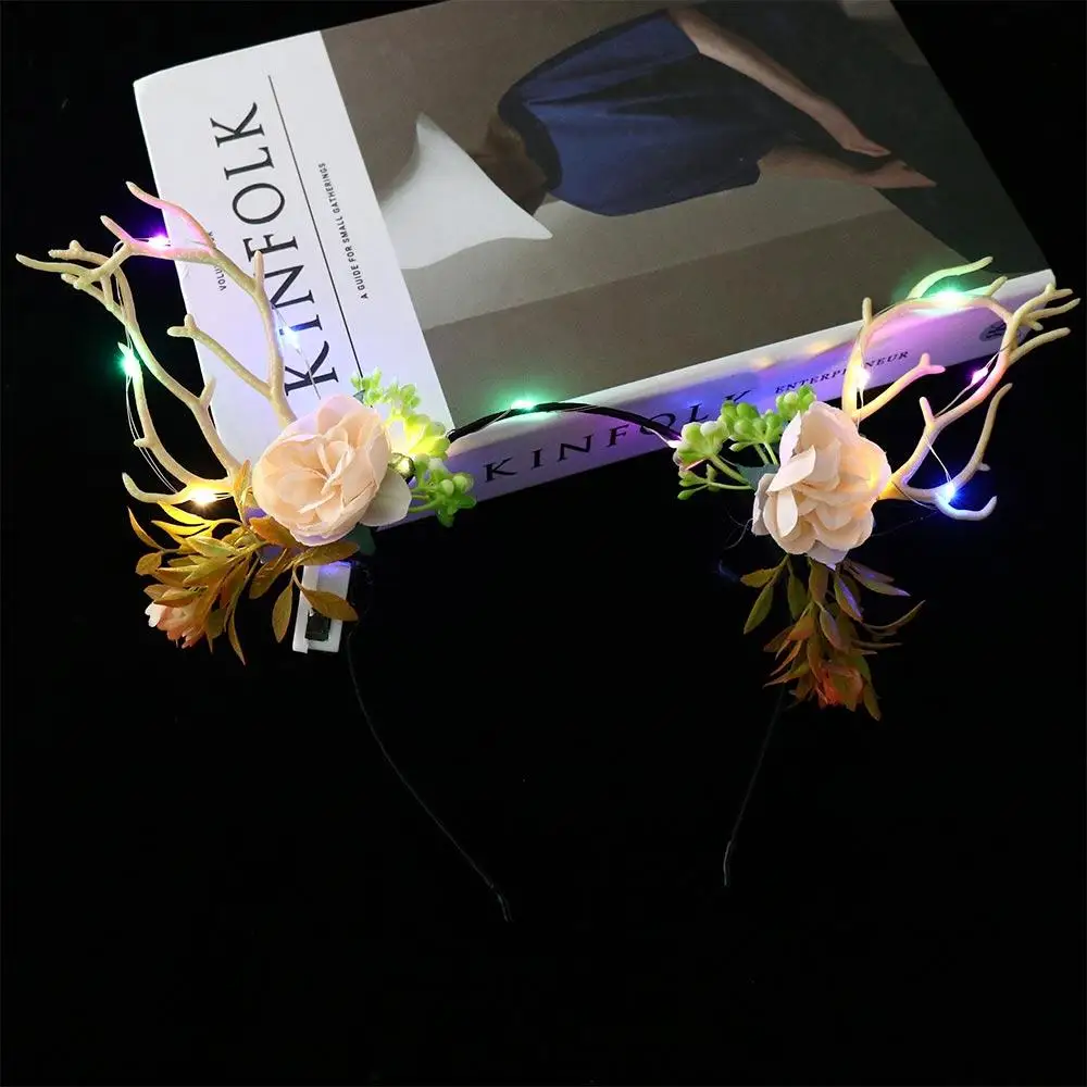 

LED Lights LED Glow Headband Colorful Resin Flashing Headband Luminous Plastic Luminous Deer Horn Hair Band Gift