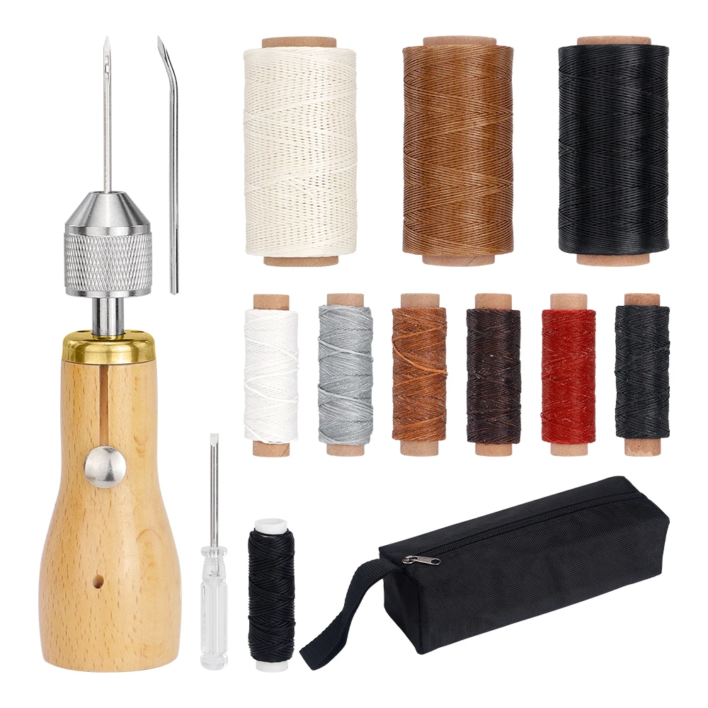 Speedy Stitcher Nähen Ahle Kit, Hand Stitcher Reparatur Werkzeug – Leder/schwere Stoffe, Nadeln, Spule, Wachsfäden, Tasche DIY Handwerk