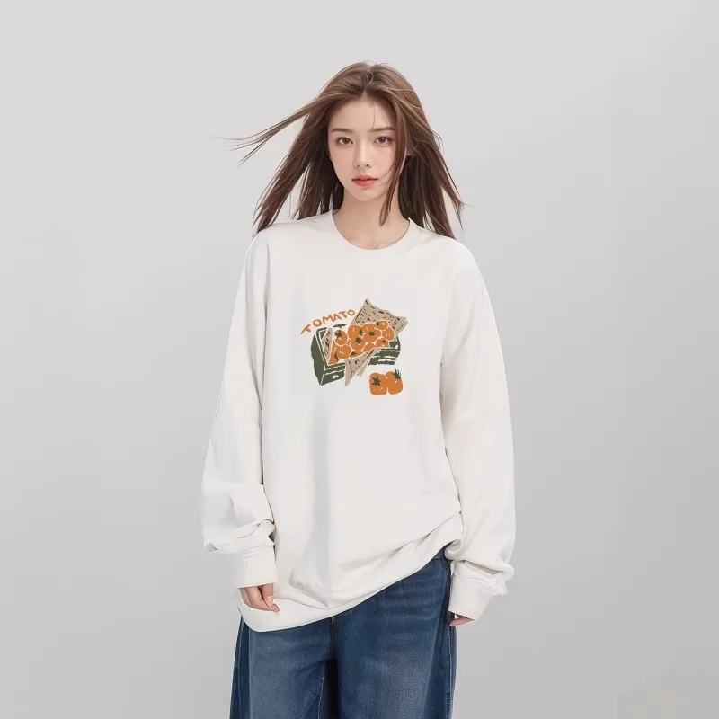 Sweater Women Sweatshirt 2025 Autumn Winter New Women's Loose Round Neck Sweatshirt Fleece Lined Thickened American Pullover Top