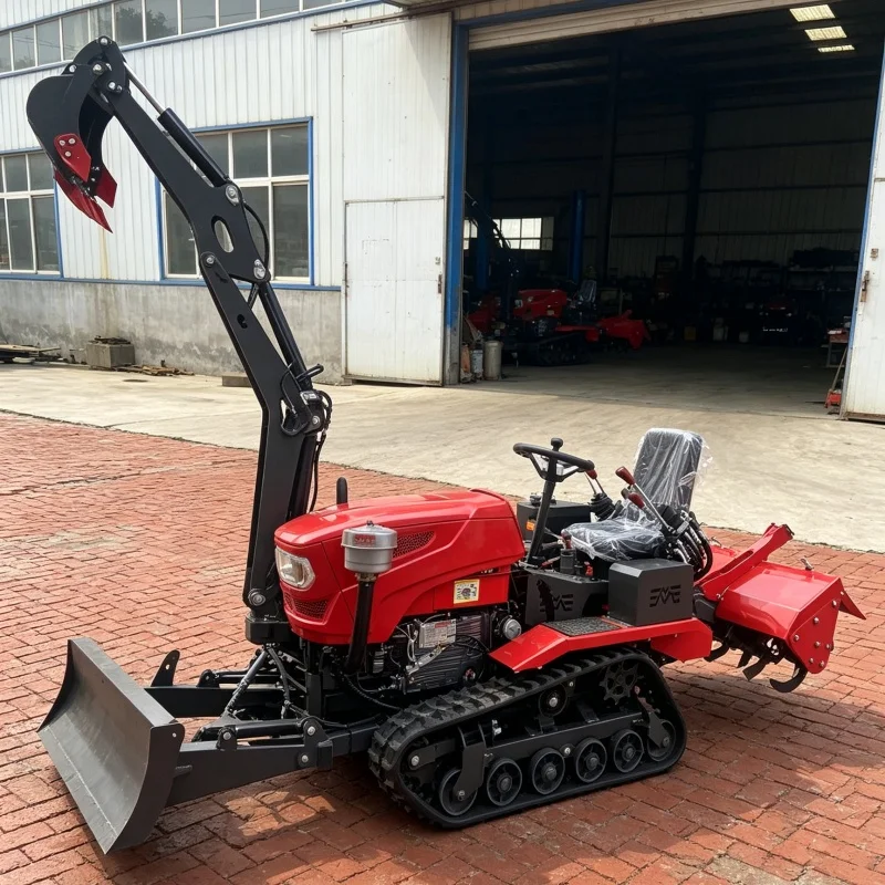 Customized Ride-on Crawler Rotary Tiller, Integrated Agricultural Machine for Ditching, Fertilizing and Backfilling