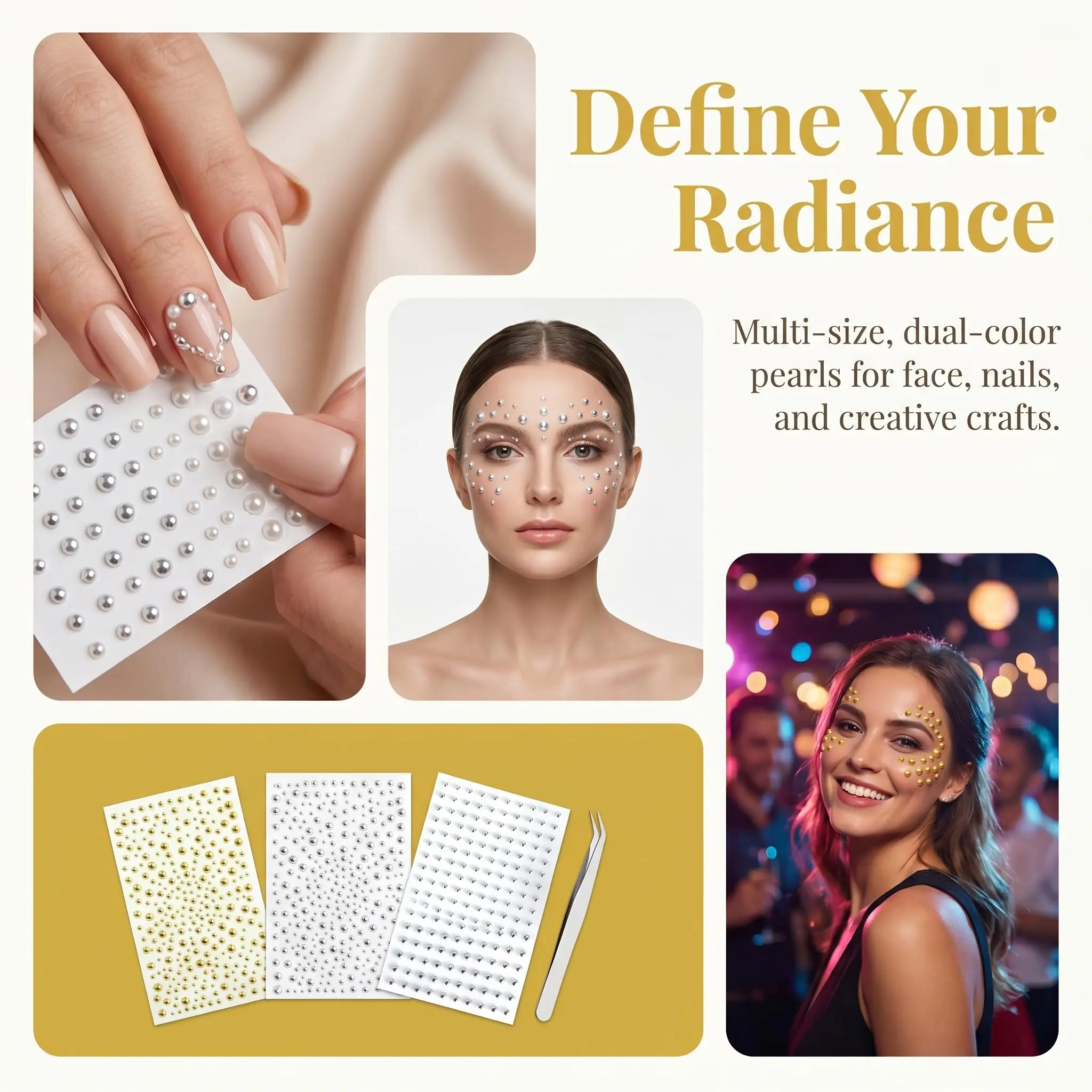 Face Body Ring Stickers Self Adhesive Face Gems Fake Piercings Set with Tweezers Silver Rhinestone Studs for Nose Lip Eye view 5