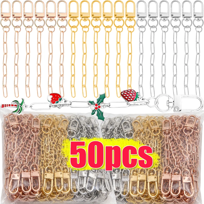 Kit de Acessórios para Chaveiros Criativos em Liga de Zinco (5-50 Peças) com Fechos de Porta, Correntes de Extensão e Argolas de Conexão para Fabricação DIY de Chaveiros