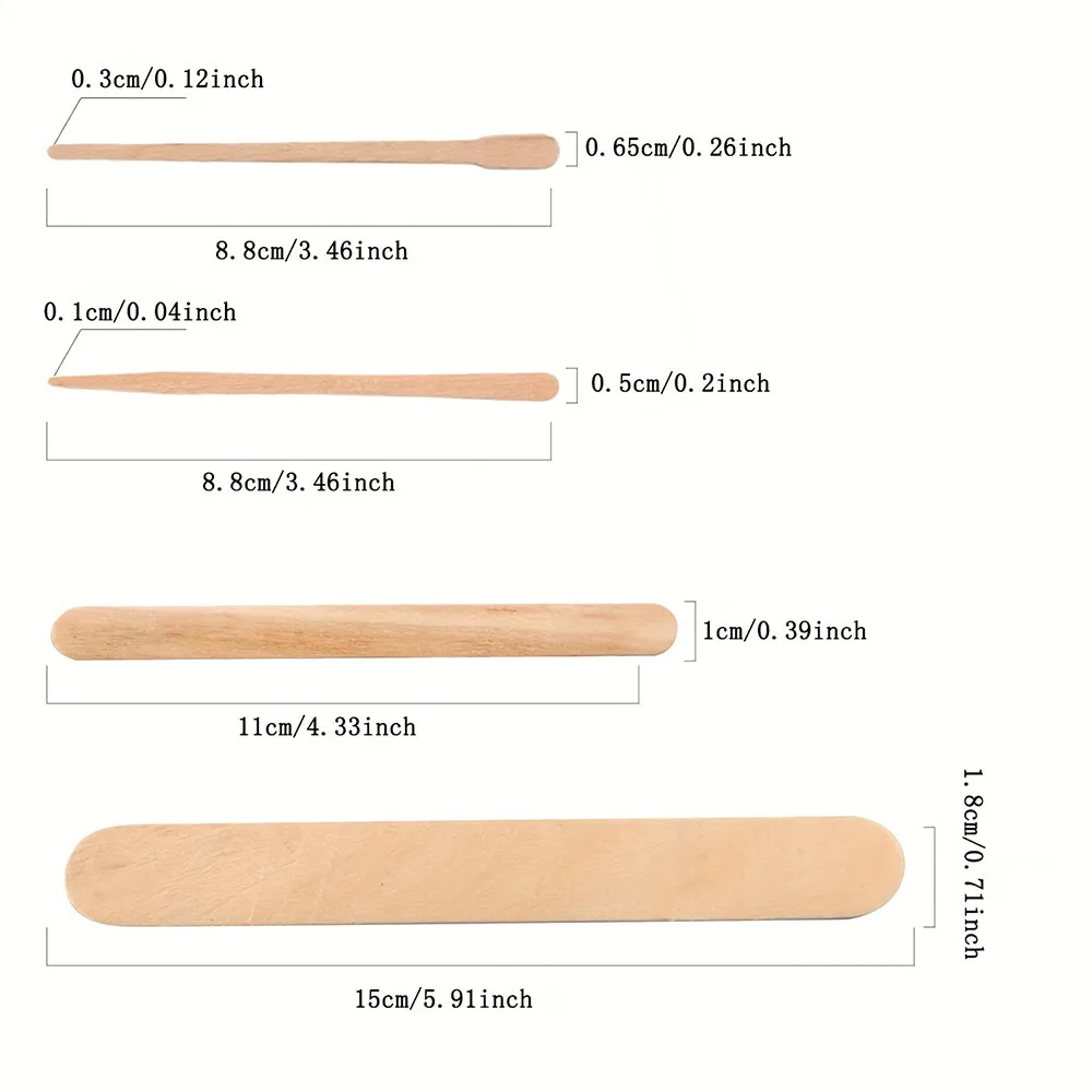 300/500 قطعة أعواد شمع خشبية متعددة الأغراض أعواد شمع ملعقة لإزالة الشعر أعواد حرفية خشبية بدلة التحريك