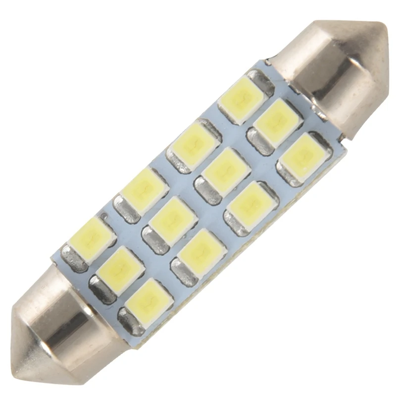 4Pcs 42Mm 12 SMD 3528 LED White Car Interior C5W Dome Festoon Bulb Light Lamp DC 12V