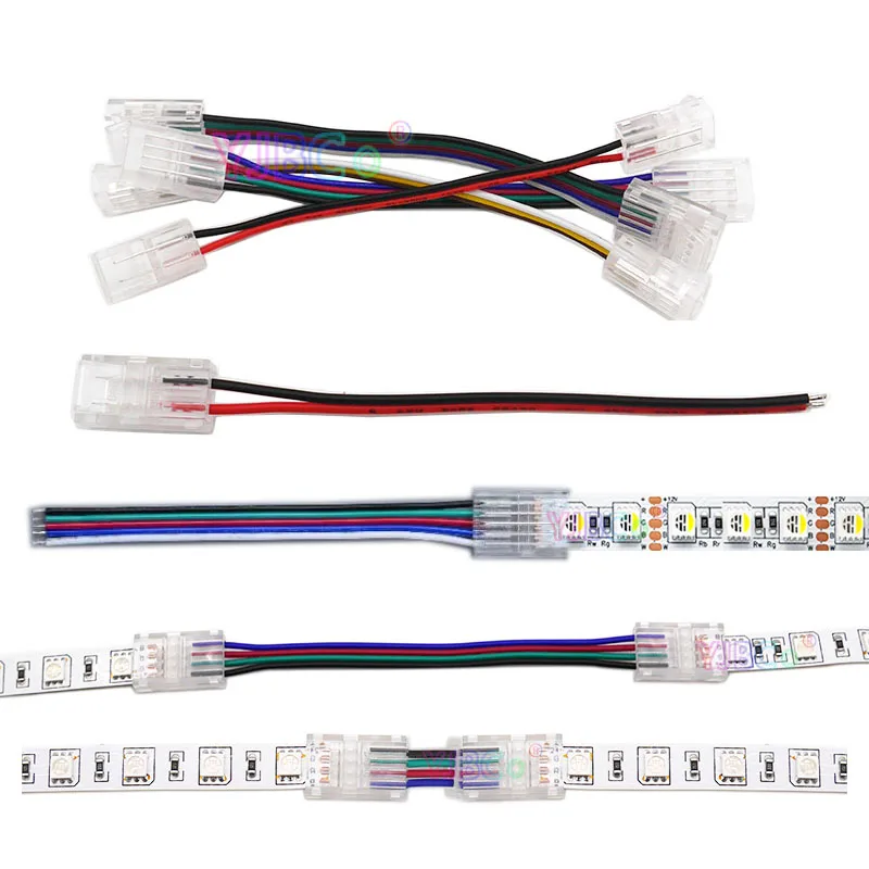 

Transparent Solderless Cover Connector SMD 5050 2835 LED Strip CCT RGB RGBW RGBCCT Single Color Lights Tape Corner Connectors