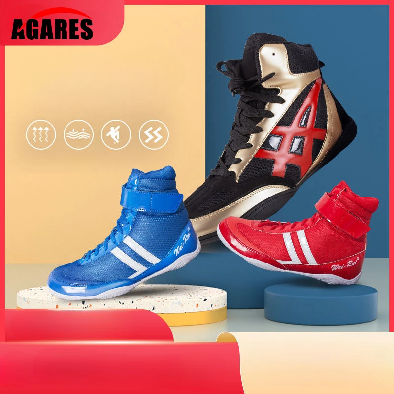 

Professional Boxing Wrestling Shoes Men Women Breathable High-top Training Sneakers SAMBO Squat Gym Fitness Powerlifting Shoes