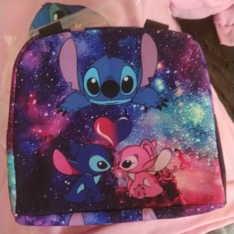 Stitch Lunch Bag Cute Large Capacity Storage Bag Cartoon Printed Bag Primary School Picnic Bag Portable Lunch Box Bag for Work