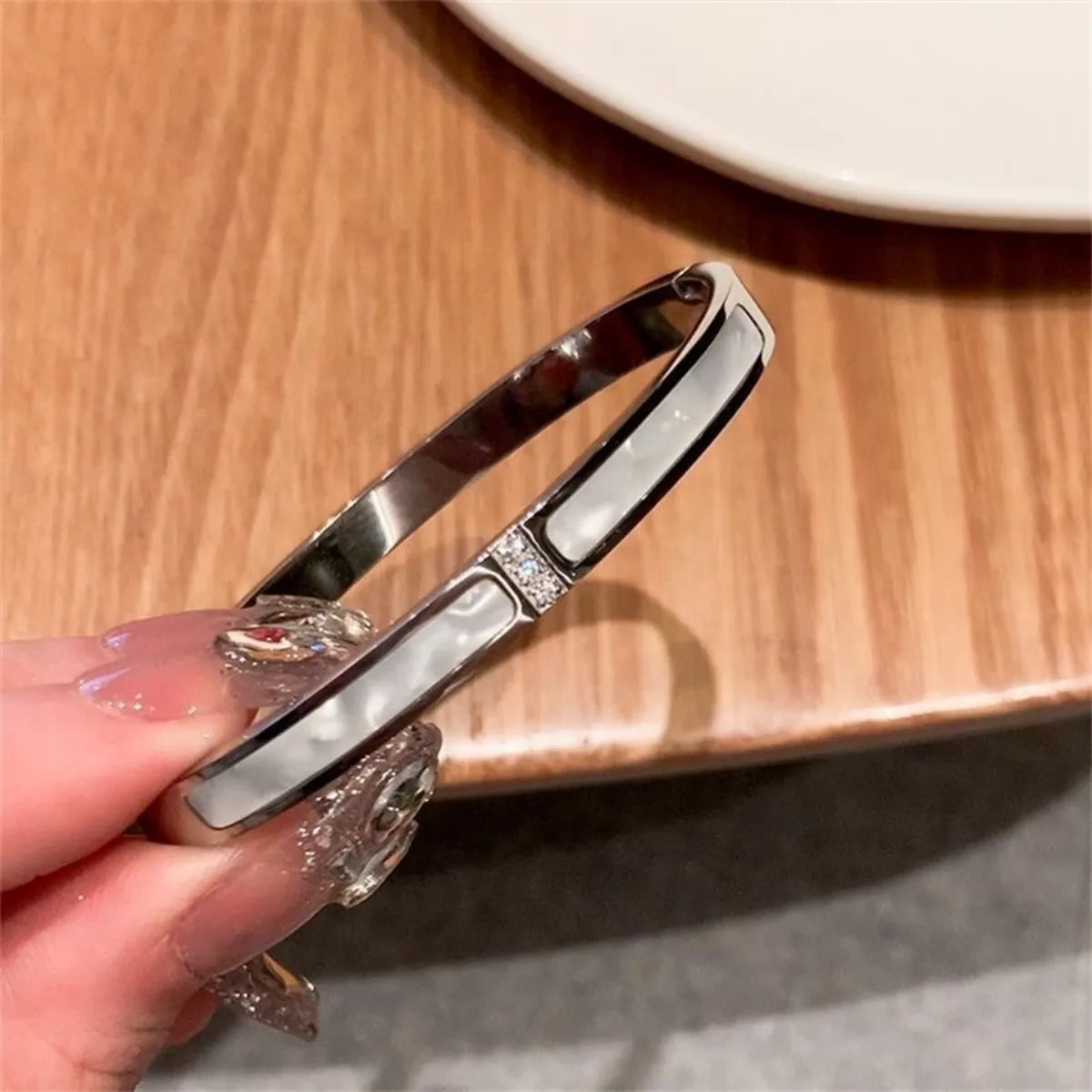 ZAKOL 5 قطعة/المجموعة فضي اللون التيتانيوم الصلب سوار للمرأة لامعة الزركون مطعمة أساور استانليس ستيل مجوهرات نسائية هدية #6