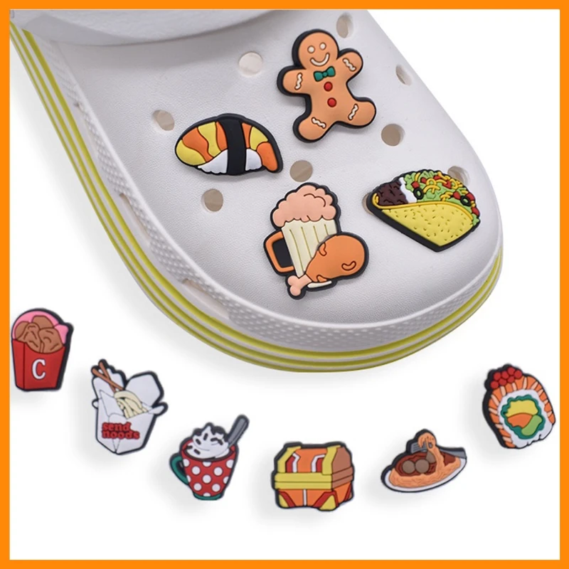 PVC Shoe Charms sushi Shoe Accessories pizza Shoe Decoration Shoe Buckles Accessories for Clog Sandals X-mas Gifts  Buckle