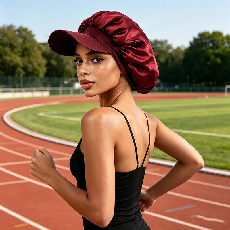 New Double Layer Beanie Cap for Outdoor Sports Hair Care Hijab Headscarf Hat Adjustable Sleeping Capd Wide Brim Visor Turban Hat