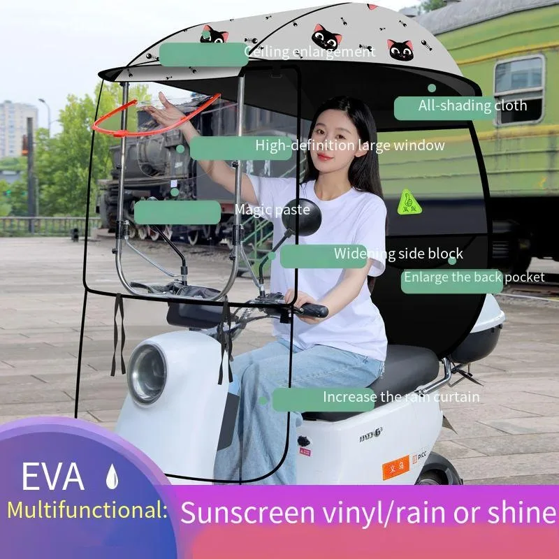 

2025 Storm-Proof E-Scooter Canopy - 420D Oxford Sun & Rain Shelter w/Quick Release, Bike Cover