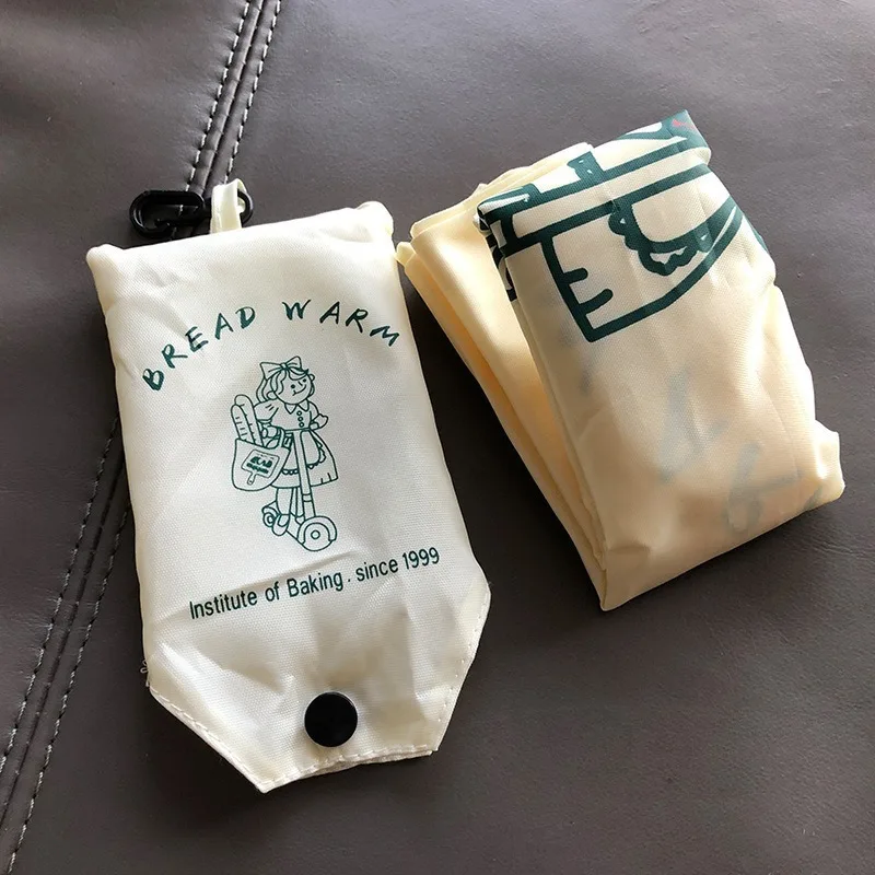 قطعة واحدة من حقيبة اليد القابلة للطي ذات سعة كبيرة مع تصميم "معهد أعمال الخبز منذ ذلك" - حقيبة كتف متينة من قماش أكسفورد