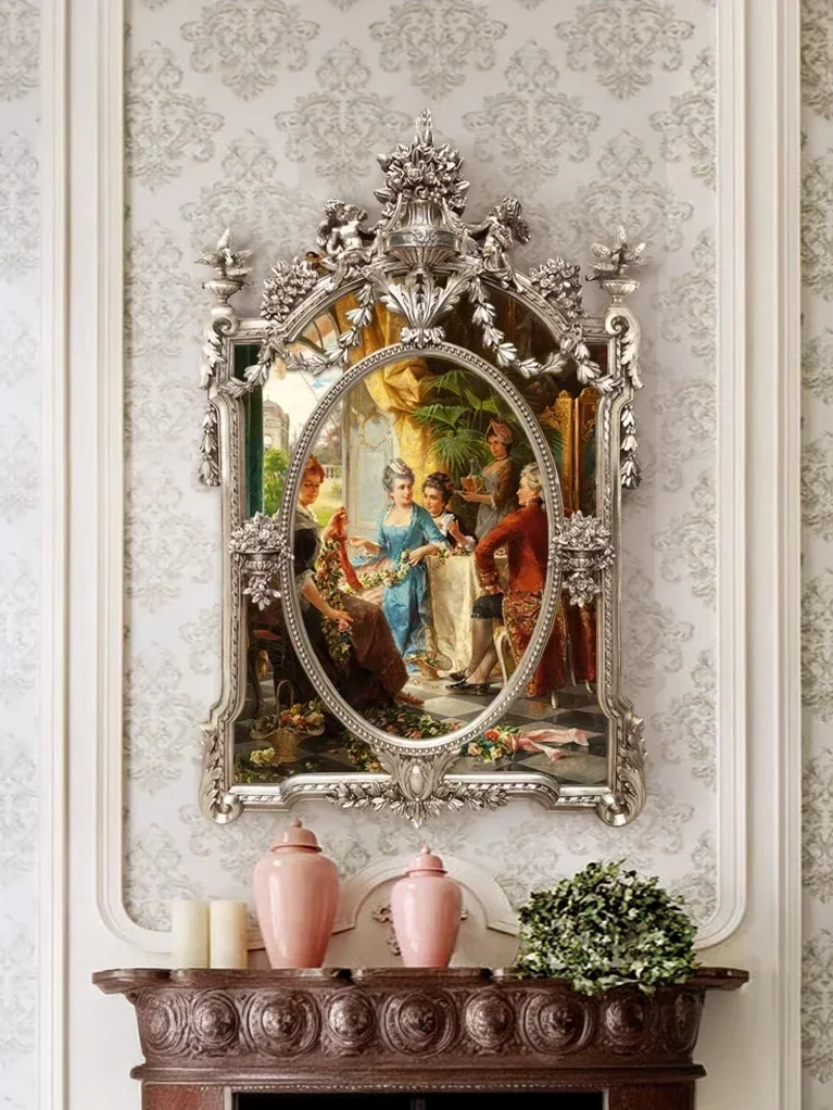 Entrance French atmosphere palace corridor hanging murals decorative paintings handmade three-dimensional art oil painting