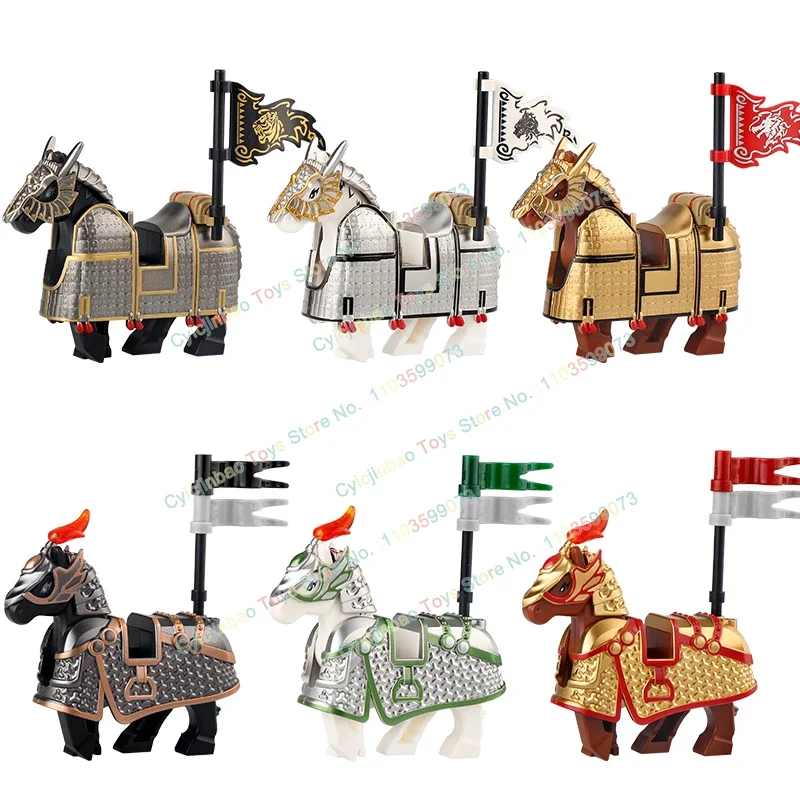New Chinese History The Three Kingdoms Mount War Horse Armor DIY Building Blocks Toys Gift For Boys Girls Juguetes