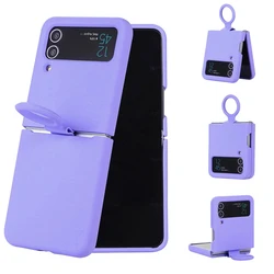 Korean Liquid Silicone Solid Color Soft Case With Ring For Samsung Galaxy Z Flip 6 5 4 Z Flip 3 5G Shockproof Luxury Fold Cover