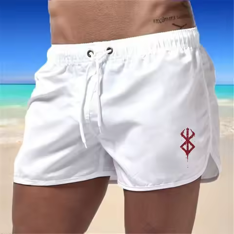 Calções de banho masculinos anime berserk calções de banho com cordão secagem rápida correndo piscina clássico casual esporte