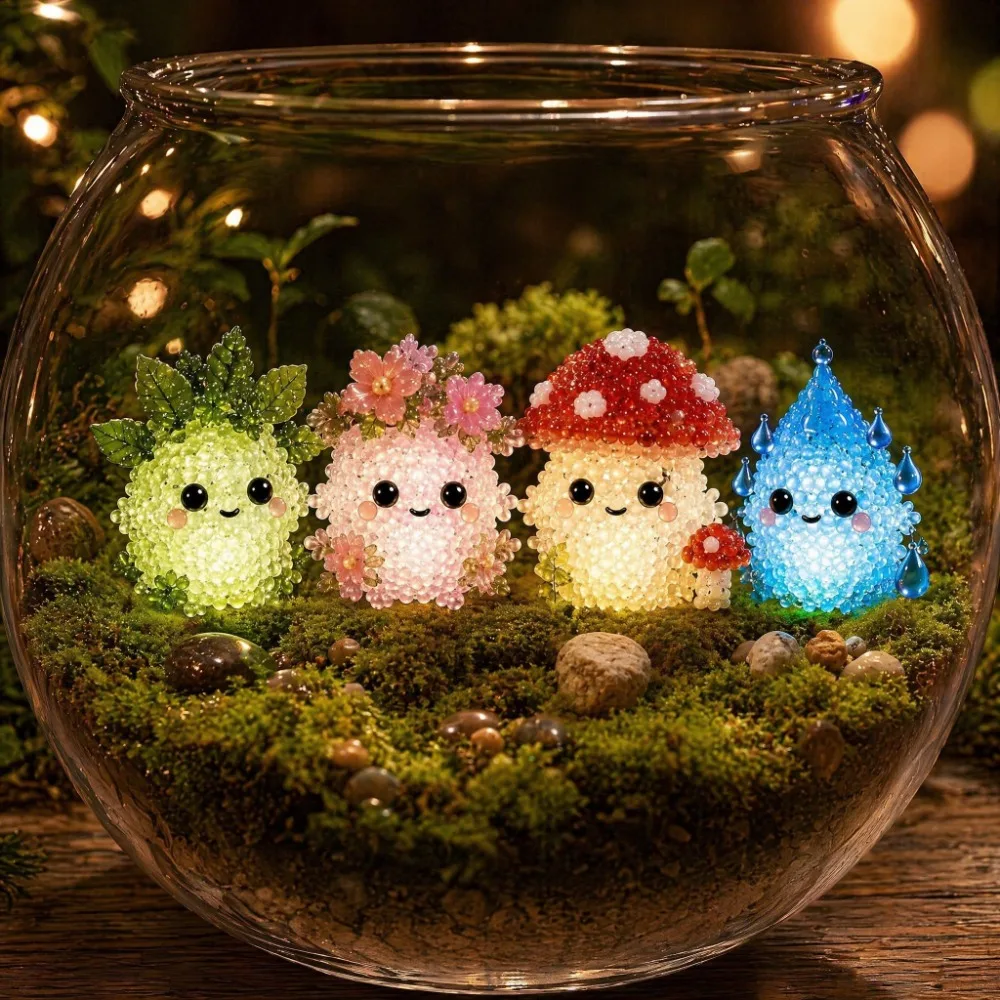 手作り光るファンタジー精霊diyビーズキット　小さなカラフルdiy動物ビーズ刺繍キット　ミニ教育キット