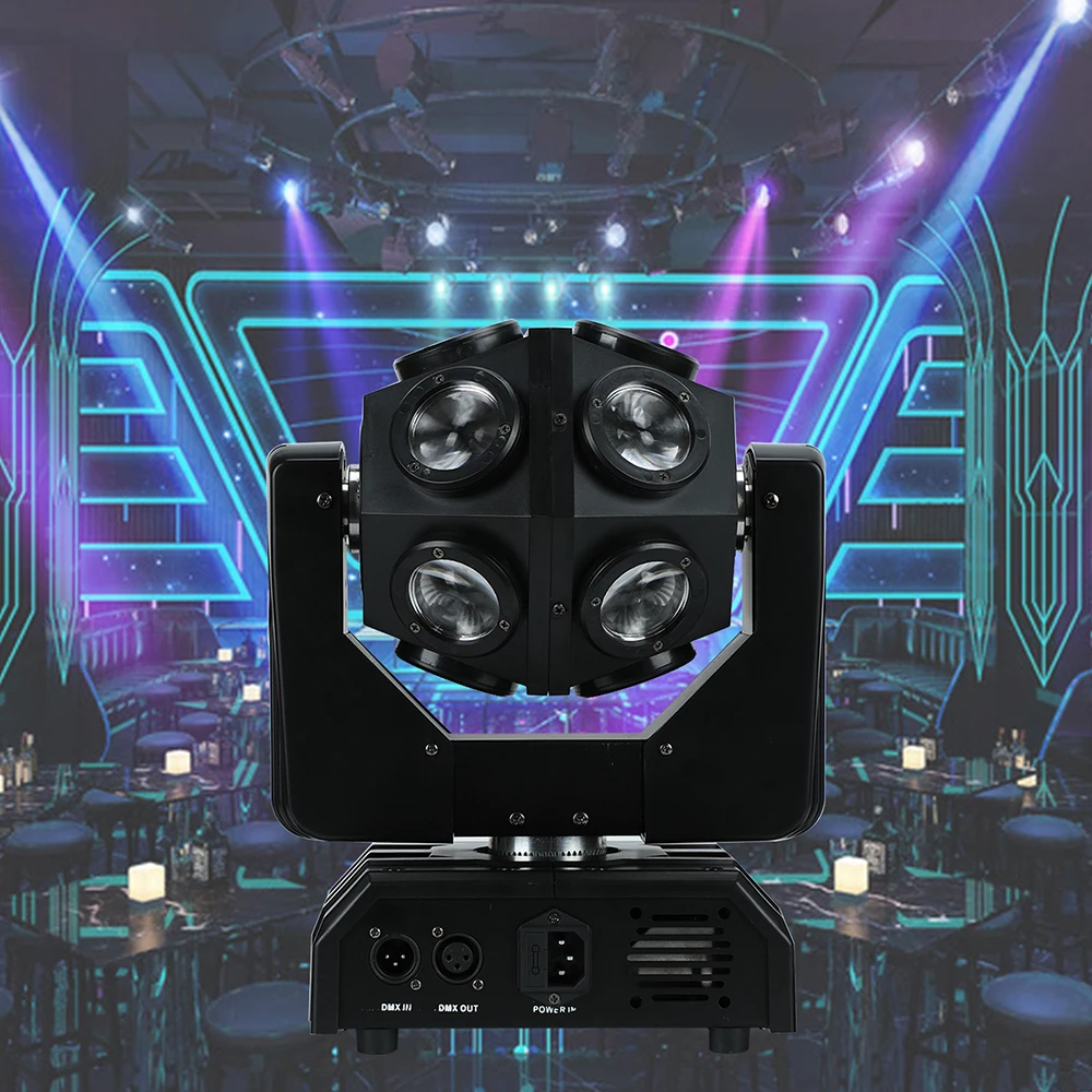 150W LED Mini Moving Head Lights With12 Beam Ball Stage Colorful Lights Strobe Light Sound Activated DMX512 For DJ Disco Party