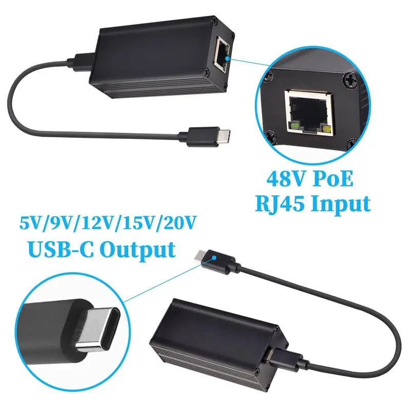 adaptador-convertidor-poe-a-tipo-c-convierte-poe-a-salida-usb-c-con-ethernet-salida-adaptativa-de-5v-3a-y-9v-25a-12v-2a-20v-125a