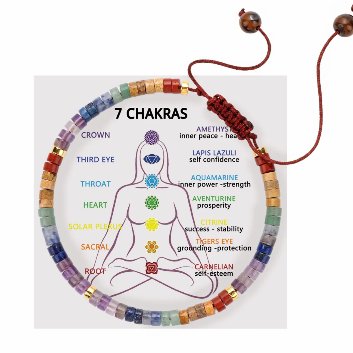 7 Chakras Natural Stone Bracelet For Women Bohemian Handmade Woven Amethyst Bracelet Meditation Relax Anxiety Energy Jewelry