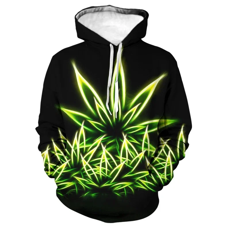 Herren Hoodie Frühling Unkraut psyche del ischen Blatt 3D-Druck Mode Pop Street Trend lässig übergroße Pullover Hoodies