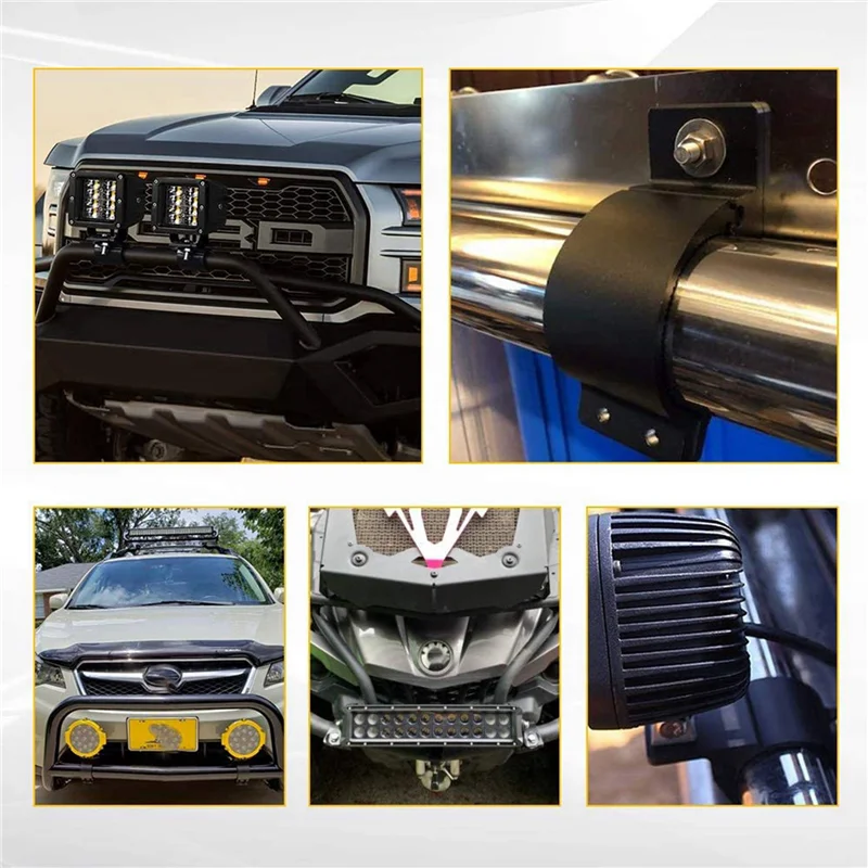 A11M-2X 3 Inch 76-81Mm Bull Bar Roll Cage Mount Bracket Clamps LED Work Light Bar Holder For SUV ATV Truck Motorcycle Boat