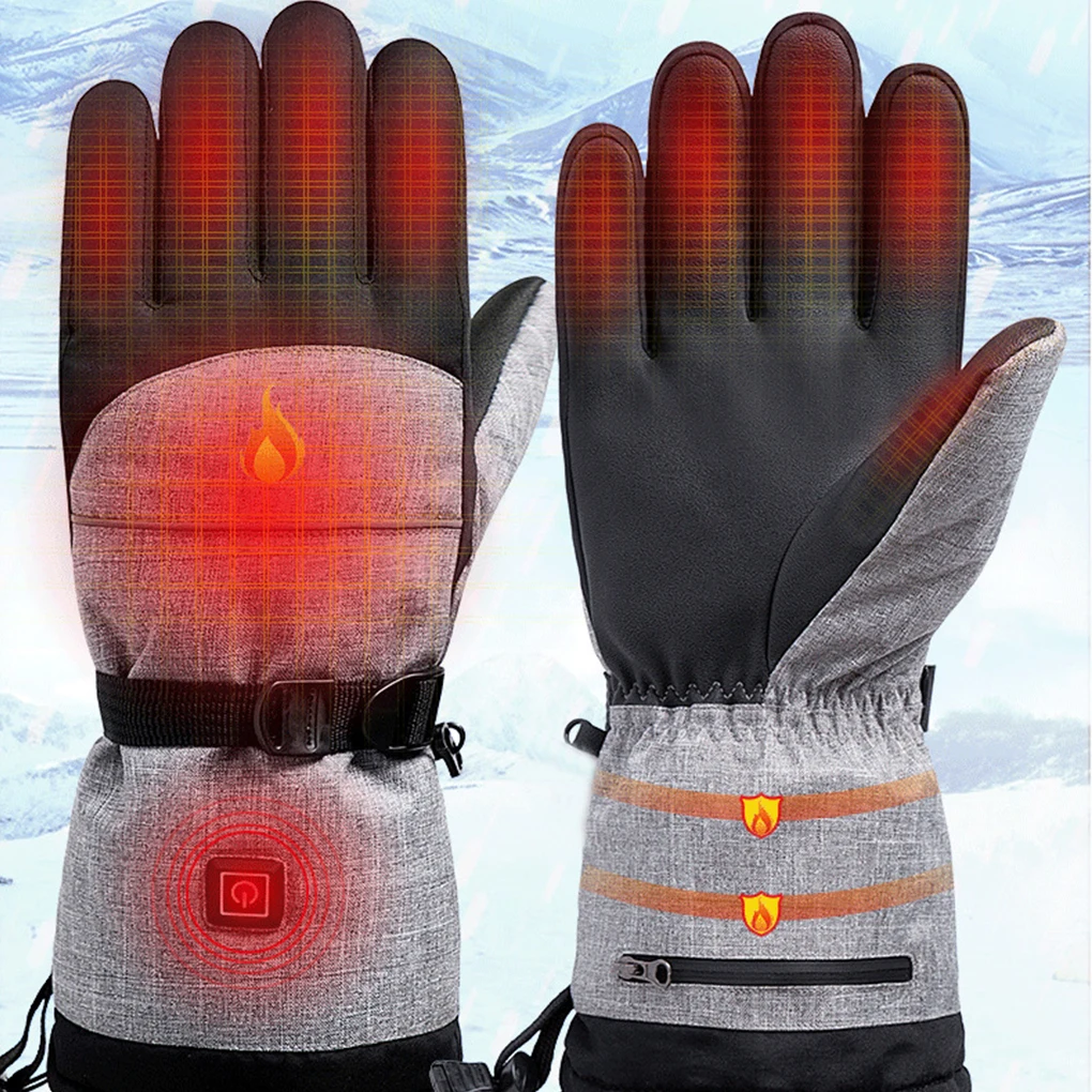 Rechargeable Heated Gloves for Men Women Electric Battery Heated Ski Gloves Waterproof Touchscreen Motorcycle Glove Winter Glove