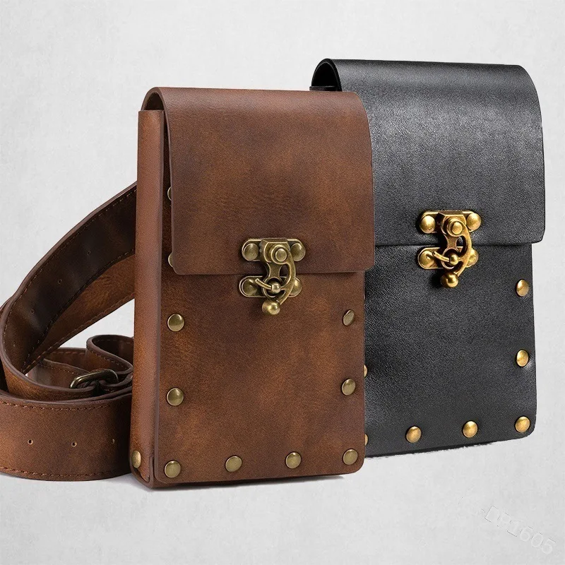 

Medieval Renaissance Waist Ring Belt Waist Bag Women Men's Viking Knight Pirate Cosplay PU Leather Outdoor Sports Mini Waist Bag