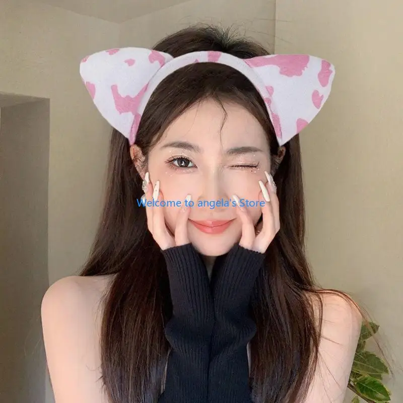 X4YC Soft Fabric Cow Ears Headband Hair Accesories For Anime Lover And Festivals