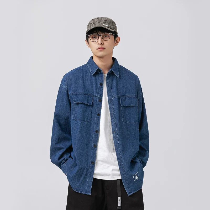 Men Embroidery Japanese Streetwear Fashion Oversize Loose Casual Denim Shirts Boyfriend Plus Size Jeans Shirt Cardigan Blouses