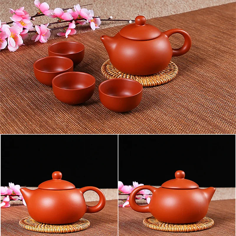 Handmade Purple Clay Tea Pot And Cup Set  Ceramic Tea Brewing Kit with Filter Small Size for One Person 4 Pots