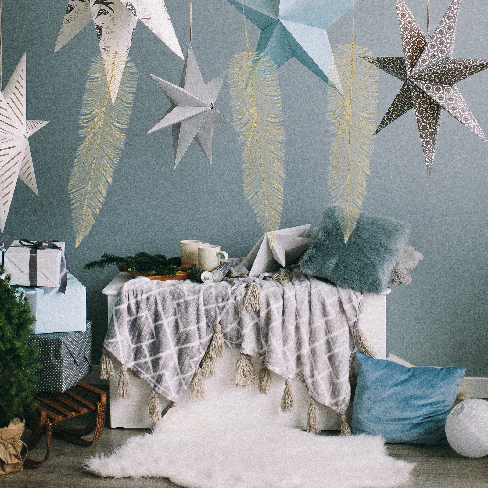 8 قطع من أوراق الشجر المزيفة، أوراق لامعة احتفالية، أوراق شجر اصطناعية، مستلزمات إكليل عيد الميلاد