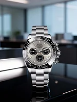 Reloj Daytona Arcoíris de Lujo - Correa de Acero Dorado, Bisel con Gemas Arcoíris, Cronógrafo, Reloj de Pulsera de Cuarzo