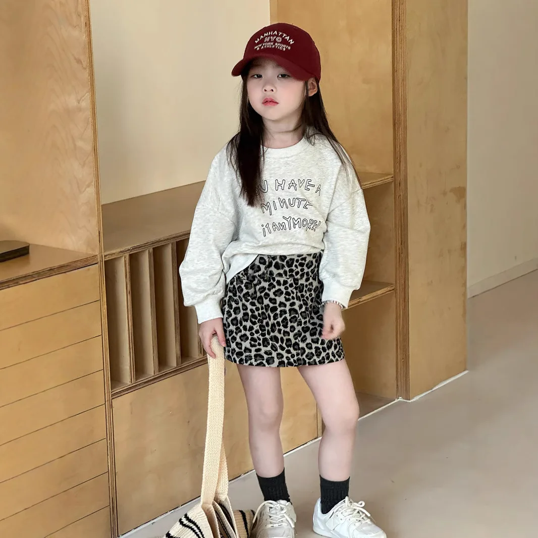 2025 Spring New Children's Clothing Girls' Leopard Pattern Half Skirt Children's Baby High Waist Stretching Wrapping Hips Short