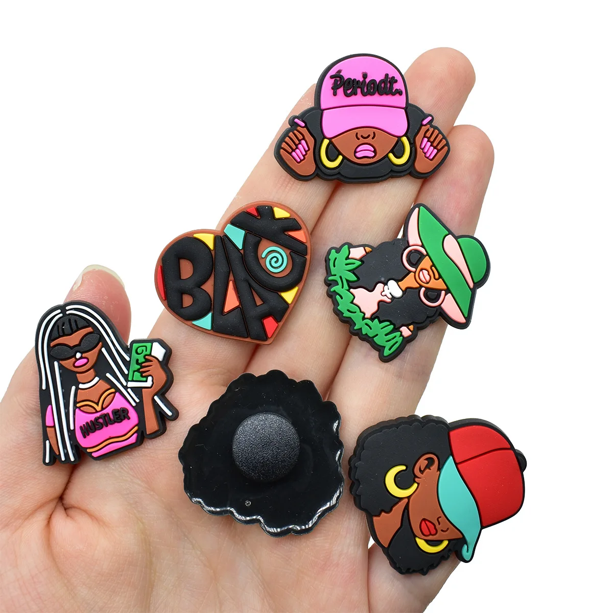 16pcs New Black Girls Shoe Charms for Clogs Shoe Decoration Premium Quality Popular Shoe Accessories for Great X-mas Gift