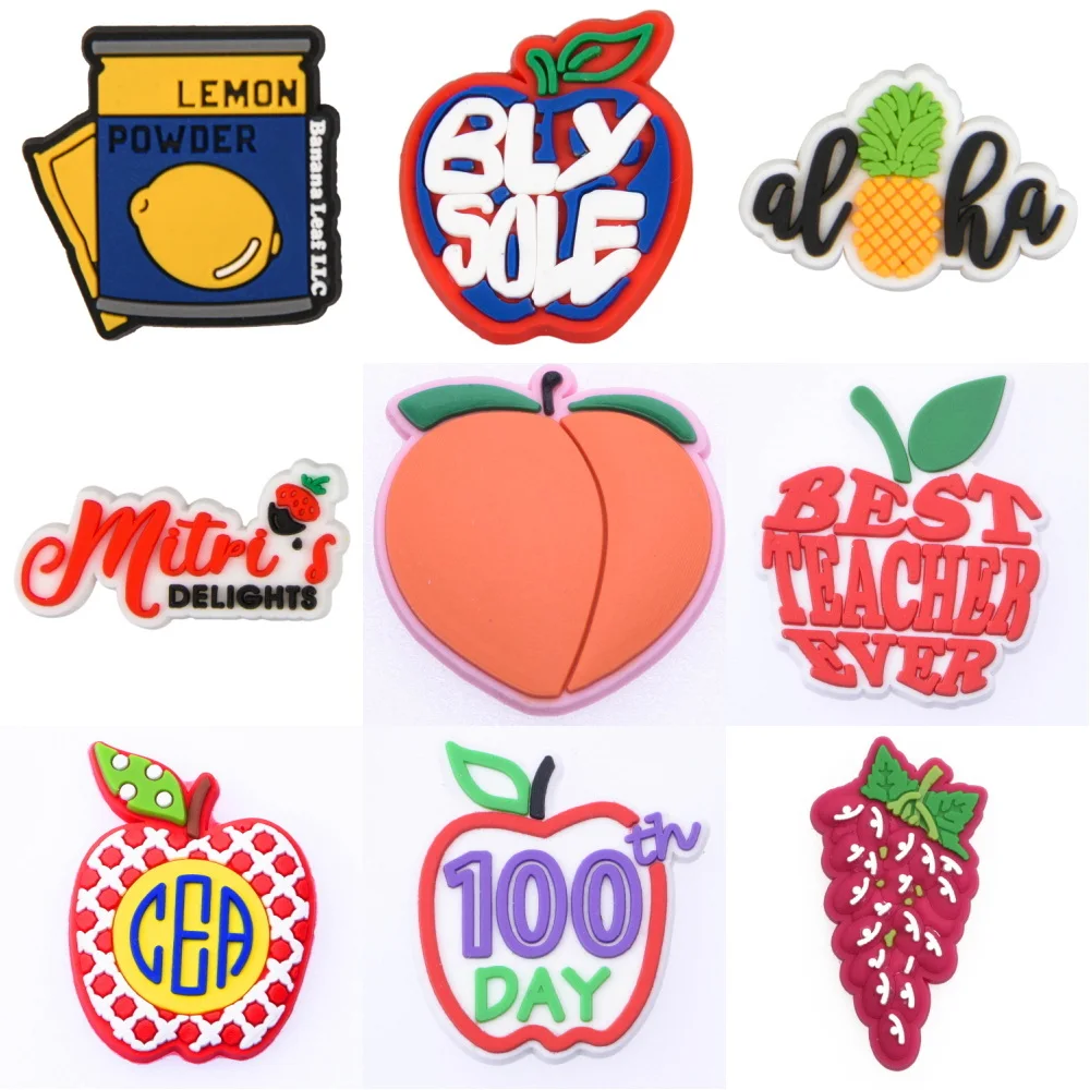 High Quality Food Shoe Decoration Charms Fruit Peach Shoe Charms Apple Lemon Bracelet Accessories For Birthday Gifts