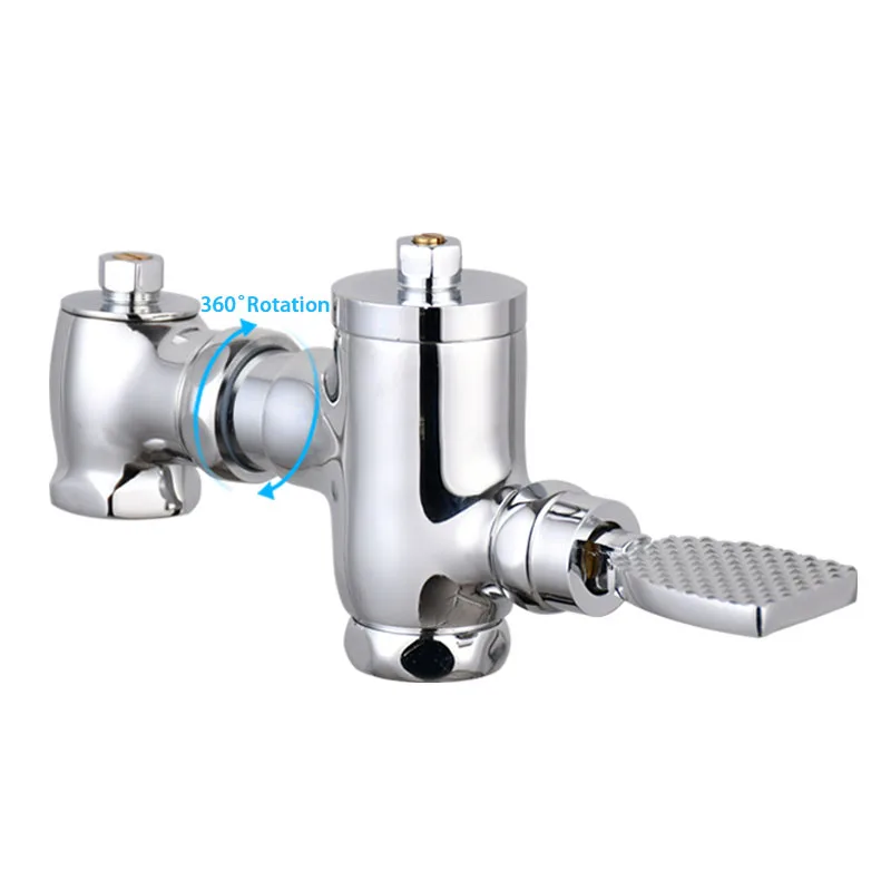 

Factory Price Washroom Brass Chrome Durable Foot Pedal Time-delay Valve Pressure Extension-type Toilet Flush