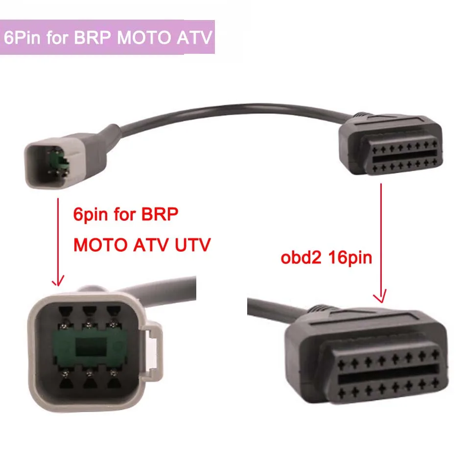 OBD2 16Pin Cable for Bombardier 6Pin 6P Motorbike Faut Code Diagnostic Extension Adapter for BRP 6 PIN MOTO ATV UTV Motorcycles